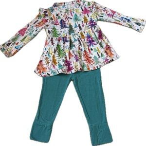 Birdie Bean Bamboo Two-Piece Set – Colorful Winter Trees – 3–6 Months